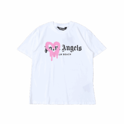 T-SHIRT PALM ANGLS HEART – WHITE/PINK