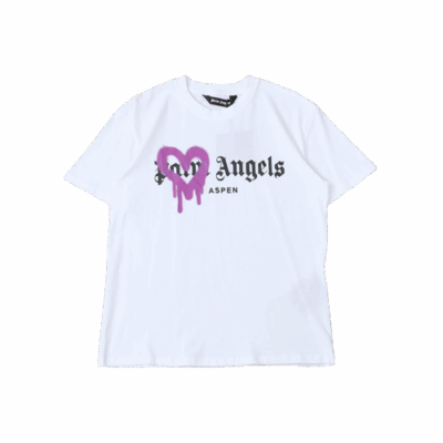 T-SHIRT PALM ANGLS HEART – WHITE/PURPLE