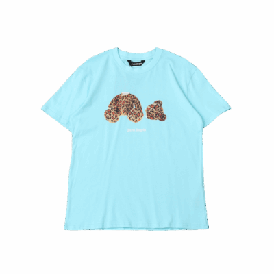 T-SHIRT PALM ANGLS LEOPARD BEAR – LIGHT-BLUE
