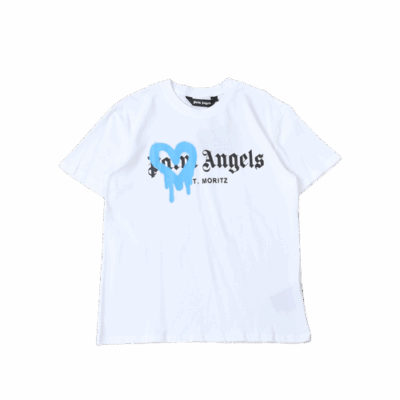 T-SHIRT PALM ANGLS HEART – WHITE/LIGHT-BLUE