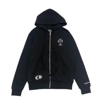 HOODIE CROSS ZIP BLACK CH064