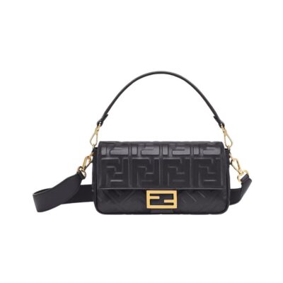 Borsa in nappa nera con motivo