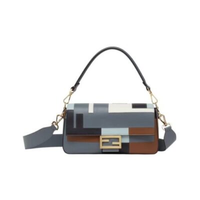 Borsa in pelle intarsiata FF multicolor