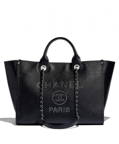 Black Leather Shopping Bag